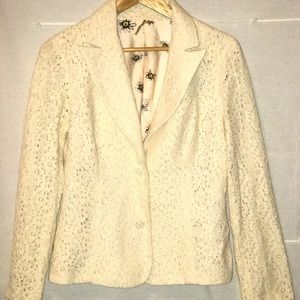 Awake Couture Macy’s 100%Cotton Floral lace-like Blazer w polyester lining